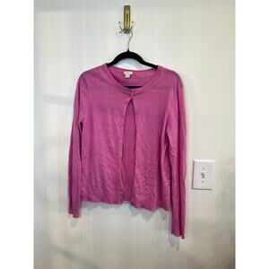 J.Crew Caryn Cardigan Pink Crewneck Button Front Sweater Size L